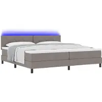 vidaXL Boxspring bed met kussen met hoofdeinde Taupe 200 x 200 cm Stof