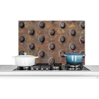 KitchenYeah Spatscherm keuken 90x60 cm - Kookplaat achterwand Diamantplaat - Vintage - Roest print - Industrieel - Muurbeschermer - Spatwand fornuis - Hoogwaardig aluminium