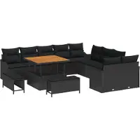 vidaXL Tuinbank Set 13 st Zwart poly rattan