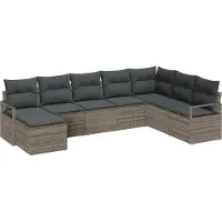 vidaXL Tuinbank Set 8 pcs Grijs Poly rattan