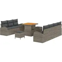 vidaXL Tuinbank Set 10 st Grijs poly rattan