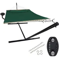 Vita5 Hangmat met Standaard en Spreidstok – 2 Persoons – incl. Bekerhouder - Afneembaar kussen – uv-bestendig – Groen