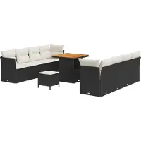 vidaXL Tuinbank Set 11 st 8-Aantal zitplaatsen Zwart en Crème