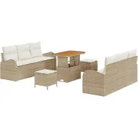 vidaXL Tuinbank Set 9 st 8-Aantal zitplaatsen Beige en Crème