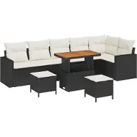 vidaXL Tuinbank Set 11 st 7-Aantal zitplaatsen Zwart en Crème