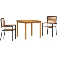 vidaXL Tuin Eettafel Set 3 st Zwart Massief Acacia Hout