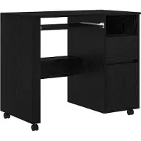 vidaXL Bureau met Wielen Zwart Eiken Bewerkt hout 91 x 50 x 77 cm