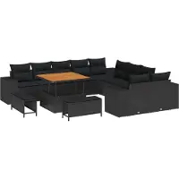vidaXL Tuinbank Set 13 st Zwart poly rattan