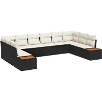 vidaXL Tuinbank Set 10 st 10-Aantal zitplaatsen Zwart en Crème