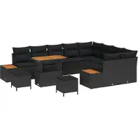 vidaXL Tuinbank Set 12 st 11-Aantal zitplaatsen Zwart Poly rattan