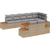 vidaXL Tuinbank Set 8 st 8-Aantal zitplaatsen Beige en Lichtgrijs