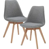 En.casa Eetkamerstoelen Fläten set van 2 stuks bouclé grijs en naturel []
