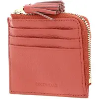 Coccinelle Leren kaarthoes Tassel Credit Card Holder Pink Clay koraalrood