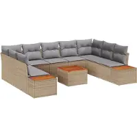 vidaXL Tuinbank Set 5 st 9-Aantal zitplaatsen Beige en Lichtgrijs