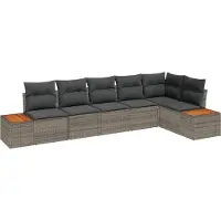 vidaXL Tuinbank Set 6 st 6-Aantal zitplaatsen Grijs Polyrattan