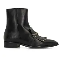 Manfield Zwarte leren enkellaarsjes met studs | Maat 38