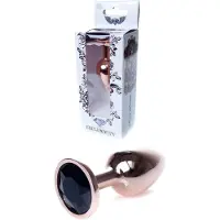 Bossoftoys - Unique Colour - Rose Gold Anal Plug - Gold Plug with Black stone - 64-00111- length 7 CM - Dia 2,7 CM