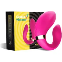 Bossoftoys - 52-00030 - Vibrator voor lesbisch koppel - met handige afstandsbediening - Crescent lichtroze - 100% waterdicht - 9 vibratiestanden - USB oplaadbaar