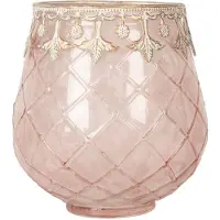 Clayre & Eef Waxinelichthouder Ø 13x14 cm Roze Glas
