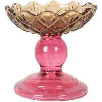 Clayre & Eef Waxinelichthouder Ø 10x9 cm Geel Glas
