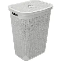 Addis Wasmand 'Hessian' met deksel - 60 Liter - Box - lichtgrijs - Ventilatie