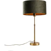 QAZQA Tafellamp brons met ovale velvet kap groen 35cm - Parte