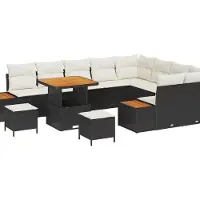 vidaXL Tuinbank Set 12 st 11-Aantal zitplaatsen Zwart Poly rattan