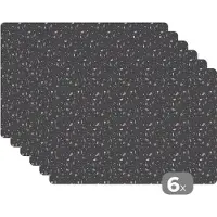 KitchenYeah Placemat - Placemats kunststof - Terazzo - Patroon - Structuur - 45x30 cm - 6 stuks - Hittebestendig - Anti-Slip - Onderlegger - Afneembaar