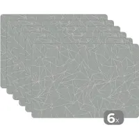 KitchenYeah Placemat - Placemats kunststof - Netwerk - Driehoek - Patronen - 45x30 cm - 6 stuks - Hittebestendig - Anti-Slip - Onderlegger - Afneembaar