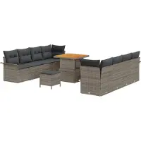 vidaXL Tuinbank Set 11 st 10-Aantal zitplaatsen Grijs