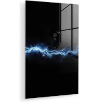 MuchoWow Glasschilderij 120x180 cm - Schilderij acrylglas - Bliksemflits - Blauw - Energie - Foto op glas - Muurdecoratie woonkamer - Wanddecoratie slaapkamer - Schilderijen