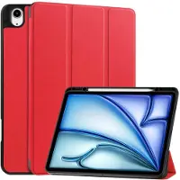 Mobigear Tablethoes geschikt voor Apple iPad Air 13 Inch (2025) Hoes | Tri-Fold Bookcase + Stylus Houder - Rood