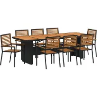 vidaXL - Tuin - Eettafel - Set - 9 - st - Zwart - en - Bruin - poly - rattan