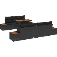 vidaXL Tuinbank Set 8 st Zwart Poly rattan