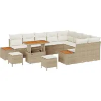 vidaXL Tuinset met 12 stukken, 11 zitplaatsen, beige, polyrotan