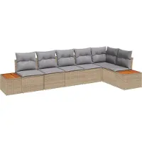 vidaXL Tuinbank Set 6 st 6-Aantal zitplaatsen Beige en Lichtgrijs