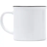 Roly 4 keramische mokken Wit retro ontwerp met Zwart rand 300ml, model Kumbo geschikt voor sublimatie
