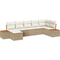 vidaXL Tuinbank Set 8 st 7-Aantal zitplaatsen Beige en Crème