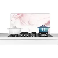 KitchenYeah Spatscherm keuken 80x40 cm - Kookplaat achterwand Marmer - Rood - Wit - Muurbeschermer - Spatwand fornuis - Hoogwaardig aluminium