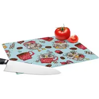 KitchenYeah Glazen Snijplank - 28x20 - Patronen - Uil - Ontbijt - Snijplanken Glas