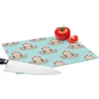 KitchenYeah Glazen Snijplank - 28x20 - Patronen - Uil - Kerst - Snijplanken Glas