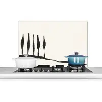 KitchenYeah Spatscherm keuken 90x60 cm - Kookplaat achterwand Landschap - Abstract - Zwart - Wit - Muurbeschermer - Spatwand fornuis - Hoogwaardig aluminium