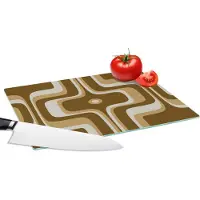 KitchenYeah Glazen Snijplank - 28x20 - Retro - Design - Bruin - Snijplanken Glas