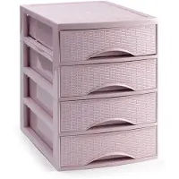 PlasticForte Ladekastje bureau organizer SORTED - 4 lades - roze - L26 x B35 x H36 cm - kunststof - organiseren