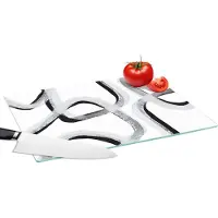KitchenYeah Glazen Snijplank - 39x28 - Lijn - Minimalisme - Design - Snijplanken Glas