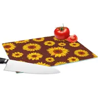 KitchenYeah Glazen Snijplank - 28x20 - Zonnebloem - Bohemian - Flora - Patroon - Snijplanken Glas