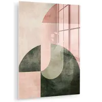 MuchoWow Glasschilderij 120x160 cm - Schilderij acrylglas - Cirkel - Abstract - Roze - Foto op glas - Muurdecoratie woonkamer - Wanddecoratie slaapkamer - Schilderijen