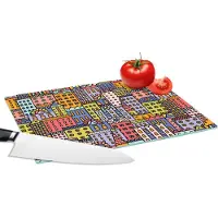 KitchenYeah Glazen Snijplank - 28x20 - Huis - Regenboog - Patroon - Snijplanken Glas