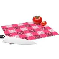 KitchenYeah Glazen Snijplank - 28x20 - Roze - Patronen - Bloemen - Snijplanken Glas