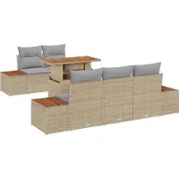 vidaXL Tuinset, 6-delig, beige, polyrotan